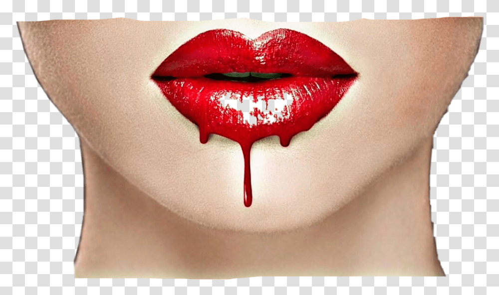 Dripping Blood Red Sticker By Kimmy Bird Tasset Blood Lips, Mouth, Person, Human, Lipstick Transparent Png