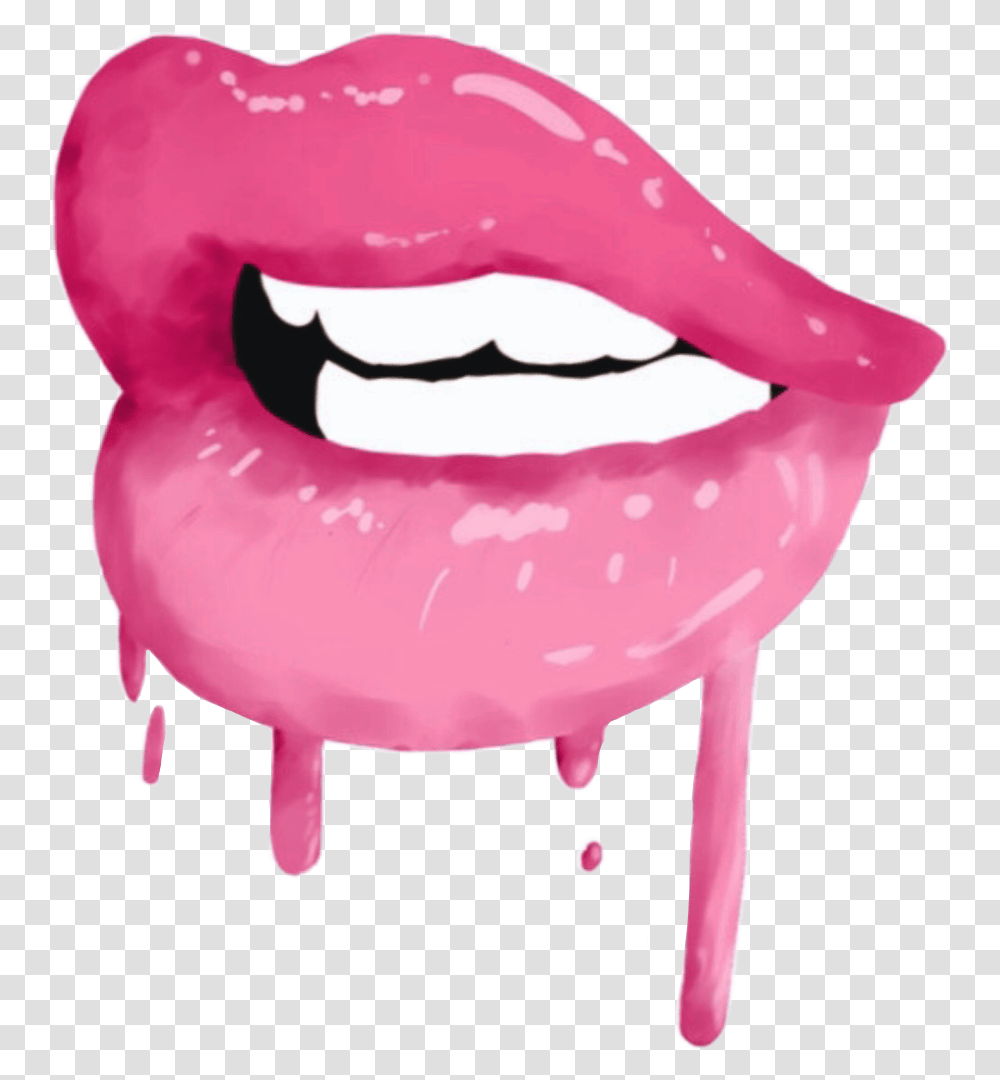 Dripping Pink Lips, Mouth, Teeth, Tongue Transparent Png