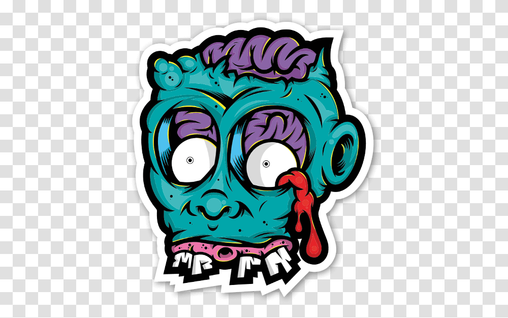 Drippy Zombie Sticker Zombie Brain Cartoon Clipart, Label, Doodle, Drawing Transparent Png