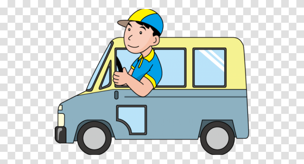 Driving Clipart Delivery Driver, Person, Transportation, Vehicle, Bus Transparent Png