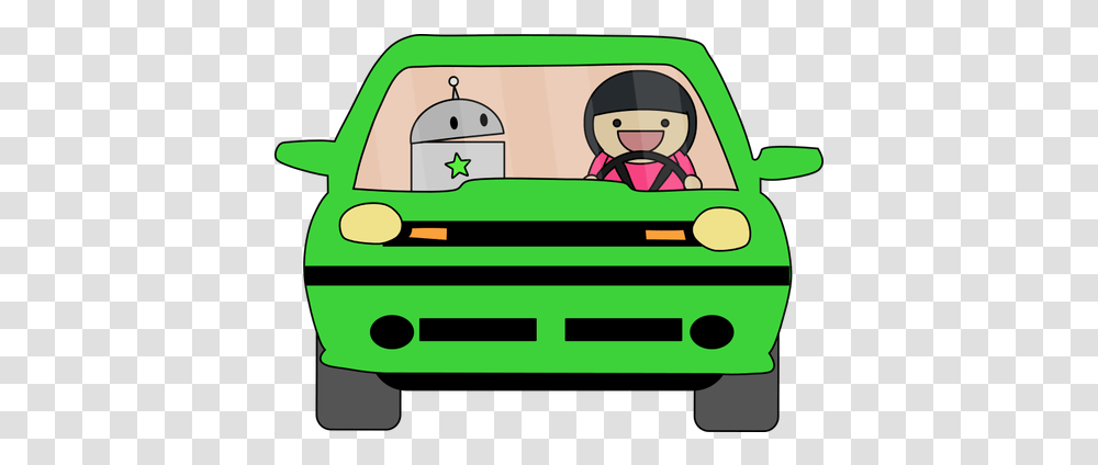 Driving Green Car Free Svg Robot Driving A Car Clipart, Transportation, Vehicle, Indoors, Room Transparent Png
