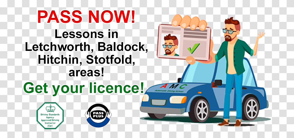 Driving Lessons Letchworthbaldockhitchinstotfold With Amc Driving License Vector, Person, Flyer, Advertisement, Vehicle Transparent Png