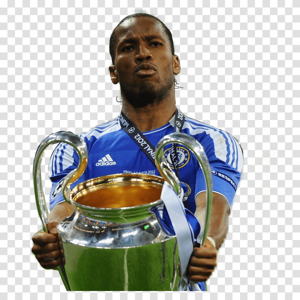 Drogba Chelsea Didier Drogba Chelsea Champions League, Person, Human, Trophy, Gold Transparent Png
