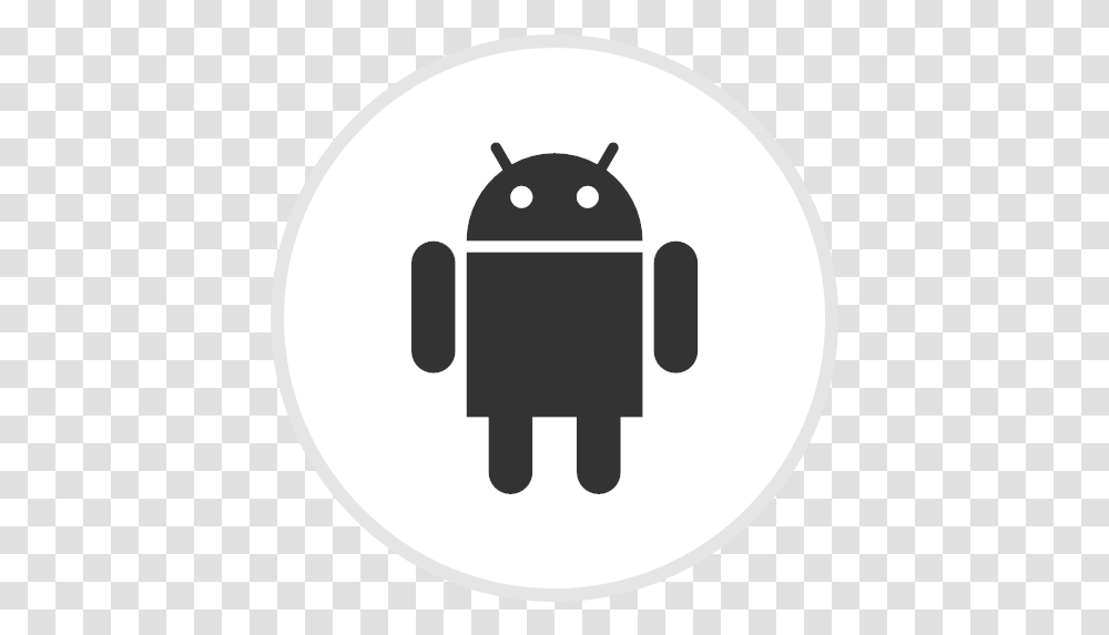 Droid Media Online Social Icon Black Circle With Message Android, Symbol, Hand, Logo, Trademark Transparent Png