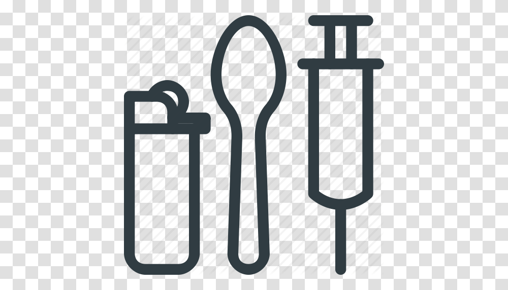 Drug Heroin Lighter Spoon Syringe Tool Icon, Fork, Cutlery, Can Opener Transparent Png