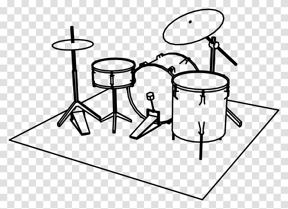 Drum Kits Line Art Percussion Musical Instruments Drum Kit Drawing, Gray Transparent Png