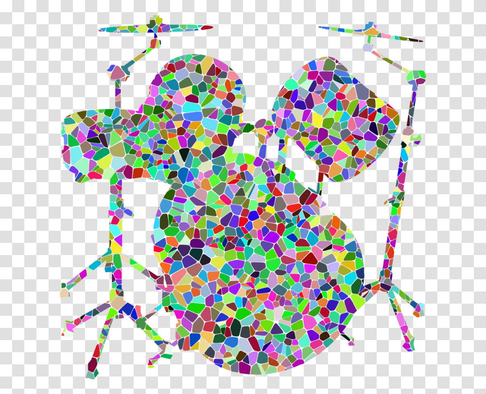 Drum Set Drum Kits Music Snare Drums Percussion Piano Clipart Silhouette Colourful, Confetti, Paper, Graphics, Purple Transparent Png