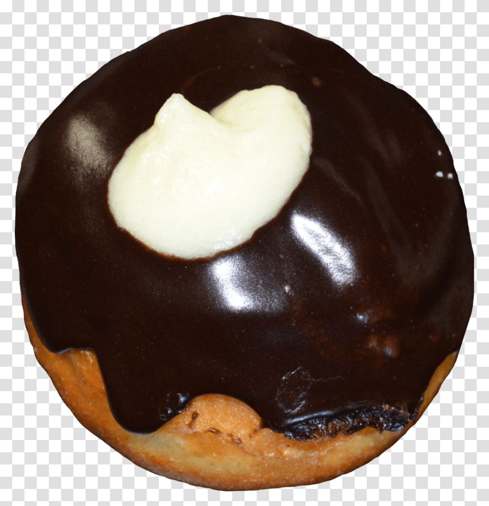 Dsc Chocolate Donut With White Cream Filling, Dessert, Food, Sweets, Fudge Transparent Png
