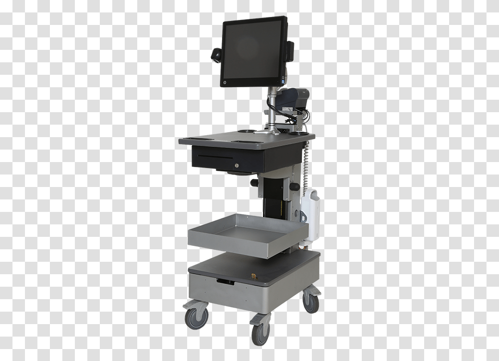 Dtg Retail Pos Workstation Cart 2019 Table, Machine, Microscope, Sink Faucet, Monitor Transparent Png
