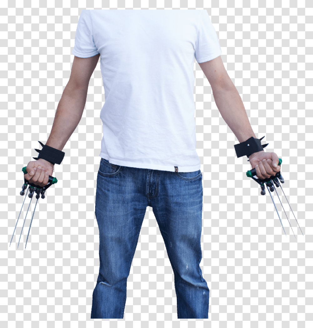 Dual Z Slayer Dagger Claw Three Blade Gloves Panther Standing, Pants, Apparel, Person Transparent Png