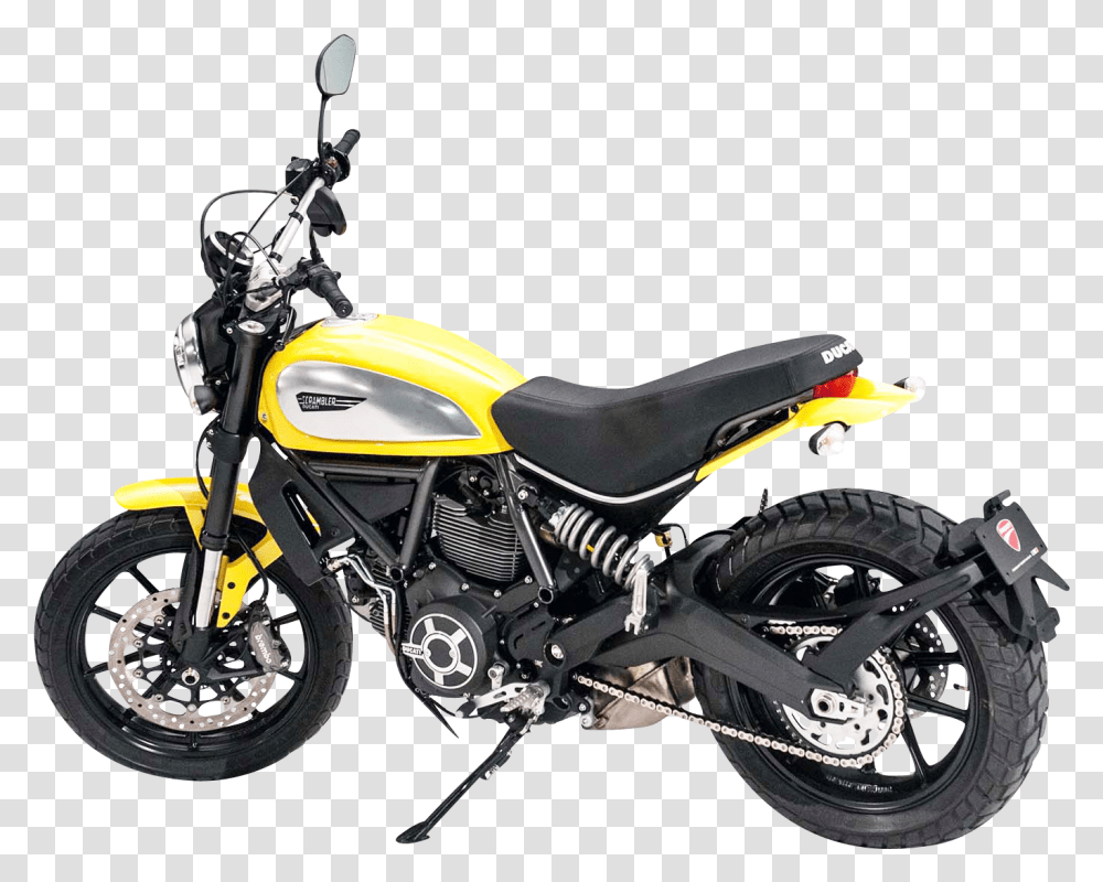 Ducati Scrambler Yellow Bike Hd, Motorcycle, Vehicle, Transportation, Wheel Transparent Png