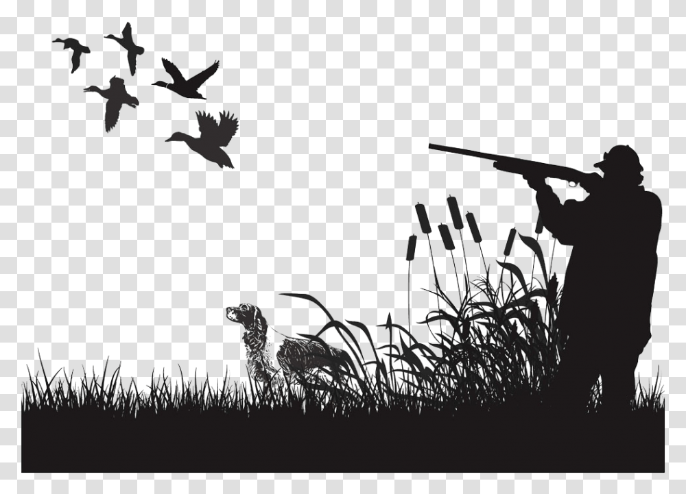 Duck Mural Waterfowl Hunting Wall Decal Black And White Duck Hunting, Person, Bird, Animal, Mammal Transparent Png