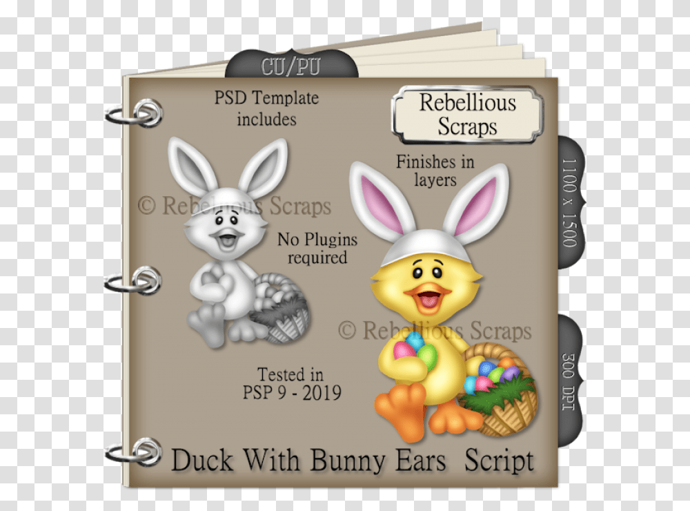 Duck With Bunny Ears Script Heart With Razorblade, Text, Label, Advertisement, Poster Transparent Png