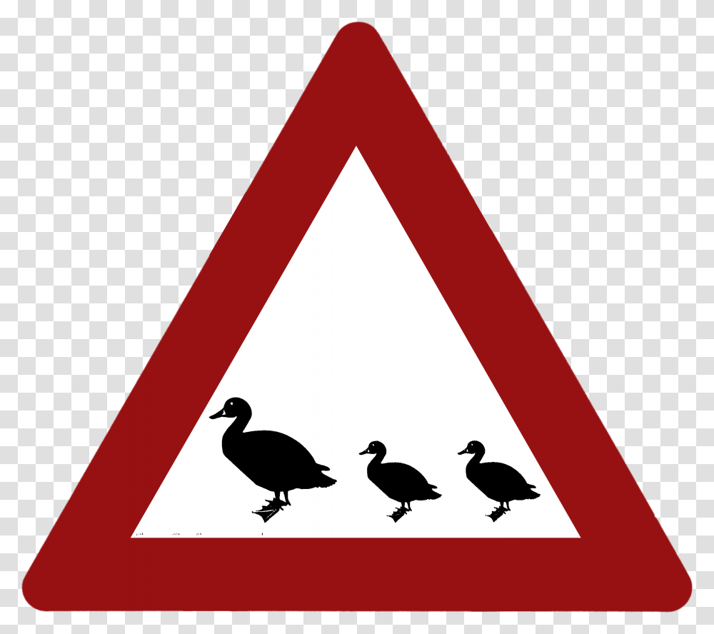 Ducks Crossing The Road Sign, Bird, Animal, Triangle Transparent Png