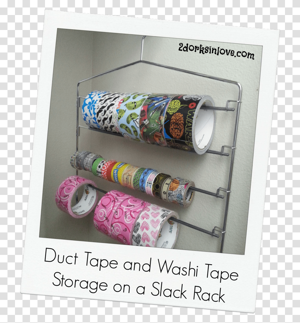 Duct Tape Storage With A Slack Rack Washi And Ribbon Duct Tape Storage, Home Decor, Label, Text, Aluminium Transparent Png