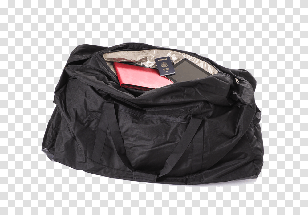 Duffle Bag Open Black Duffle Bag, Coat, Label Transparent Png