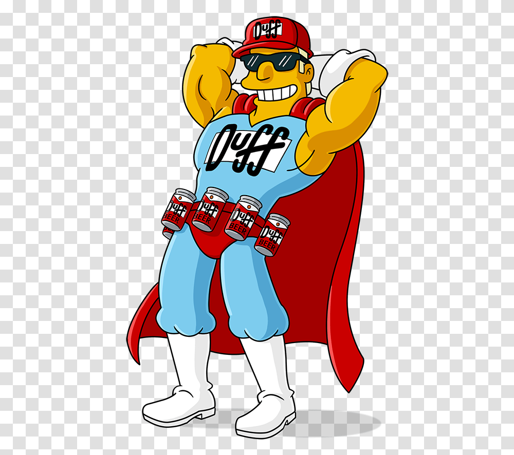 Duffman Duffman Simpsons, Arm, Advertisement, Hand, Poster Transparent Png