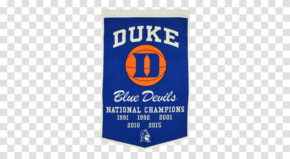 Duke Blue Devils Basketball Championship Dynasty Banner With Hanging Rod Vertical, Text, Advertisement, Poster, Flyer Transparent Png