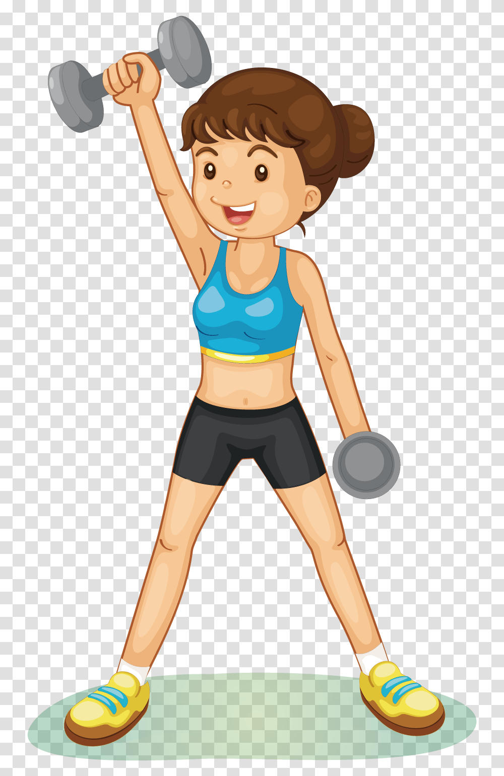 Dumbbell Clipart Sport Training And In Presentations Girl Lifting Weights Cartoon, Female, Toy, Woman, Arm Transparent Png