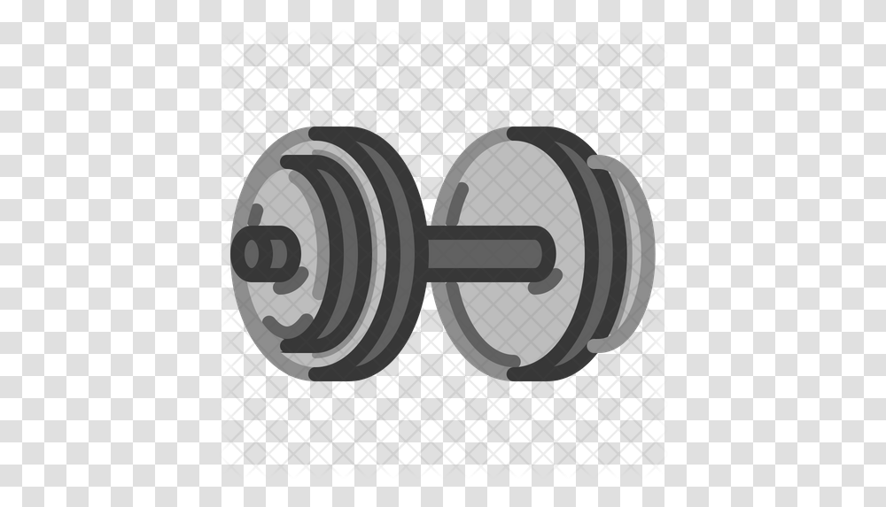 Dumbell Icon Of Flat Style Illustration, Tape, Machine, Musical Instrument, Gong Transparent Png