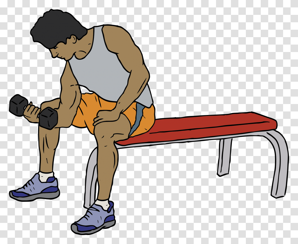 Dumbell Lifter Clip Arts Exercise At The Gym Clipart, Furniture, Person, Human, Shoe Transparent Png