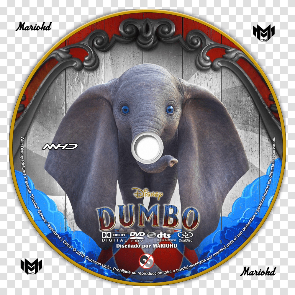 Dumbo 2019 Cover Dvd, Disk, Elephant, Wildlife, Mammal Transparent Png