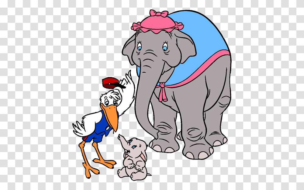 Dumbo And Mr Stork Cartoon, Wildlife, Animal, Mammal, Circus Transparent Png