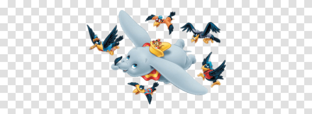 Dumbo Flying With Birds Disney Dumbo Flying, Animal, Figurine, Dragon, Art Transparent Png