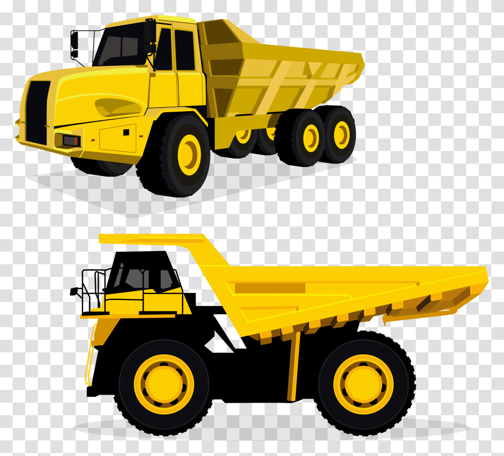 Dump Truck Car Euclidean Vector Dumptruck, Tractor, Vehicle, Transportation, Bulldozer Transparent Png