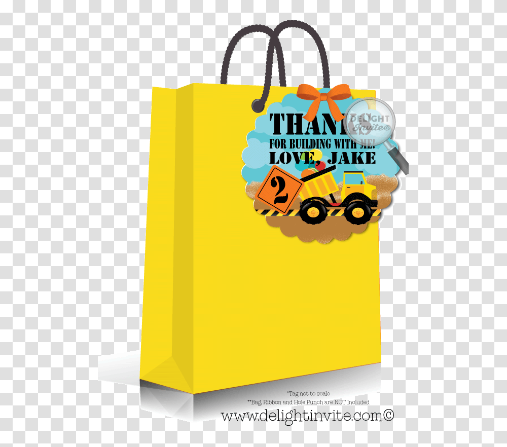 Dump Truck Construction Birthday Favor Tags, Shopping Bag, Flyer, Poster, Paper Transparent Png