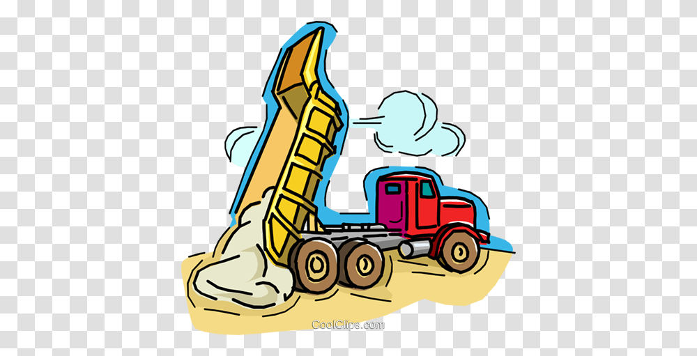 Dump Truck Dumping Load Of Gravel Royalty Free Vector Clip Art, Bulldozer, Tractor, Vehicle, Transportation Transparent Png