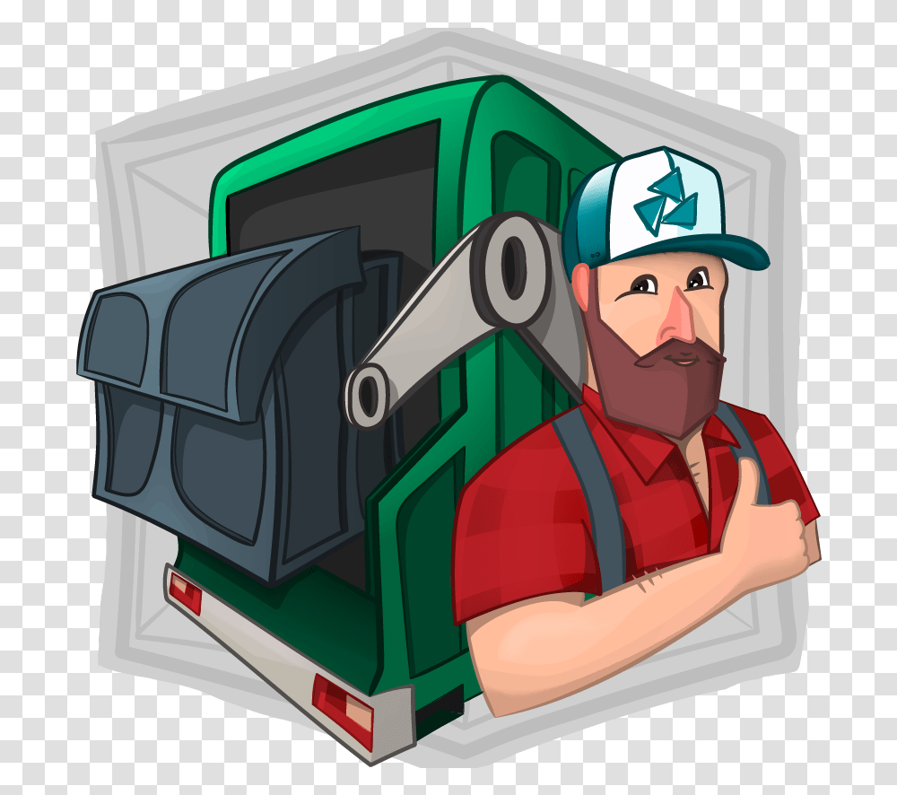 Dumpster Guy Vektor Working Man Operator Guy Dumpster Cartoon, Building, Manufacturing, Factory Transparent Png