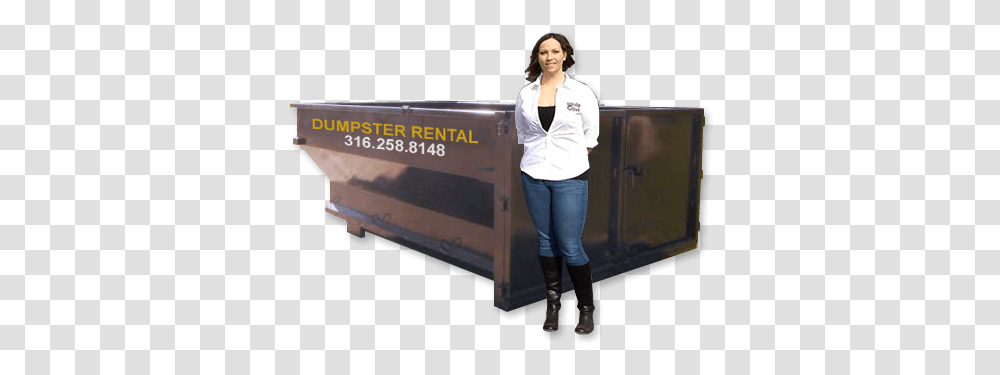 Dumpster Rental Wichita Leather, Clothing, Person, Table, Furniture Transparent Png