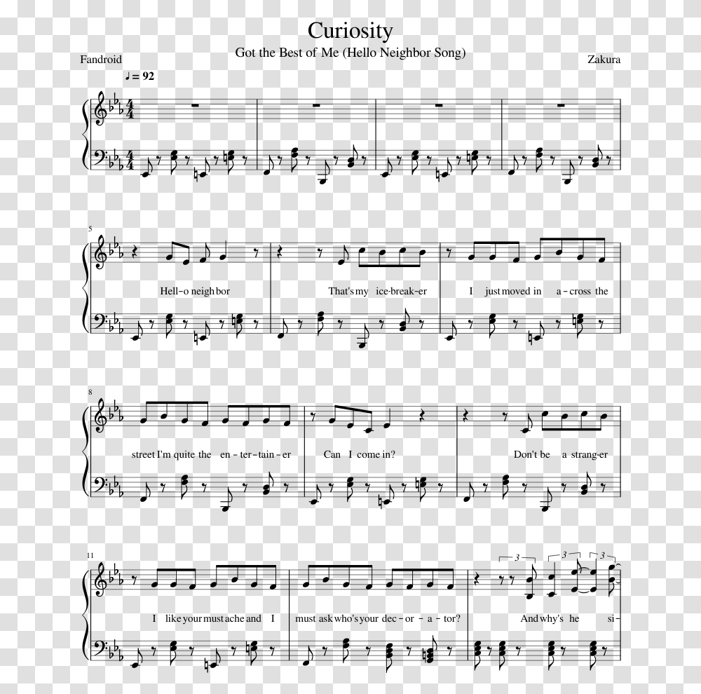 Duncombe Minuet In C Sheet Music, Gray, World Of Warcraft Transparent Png