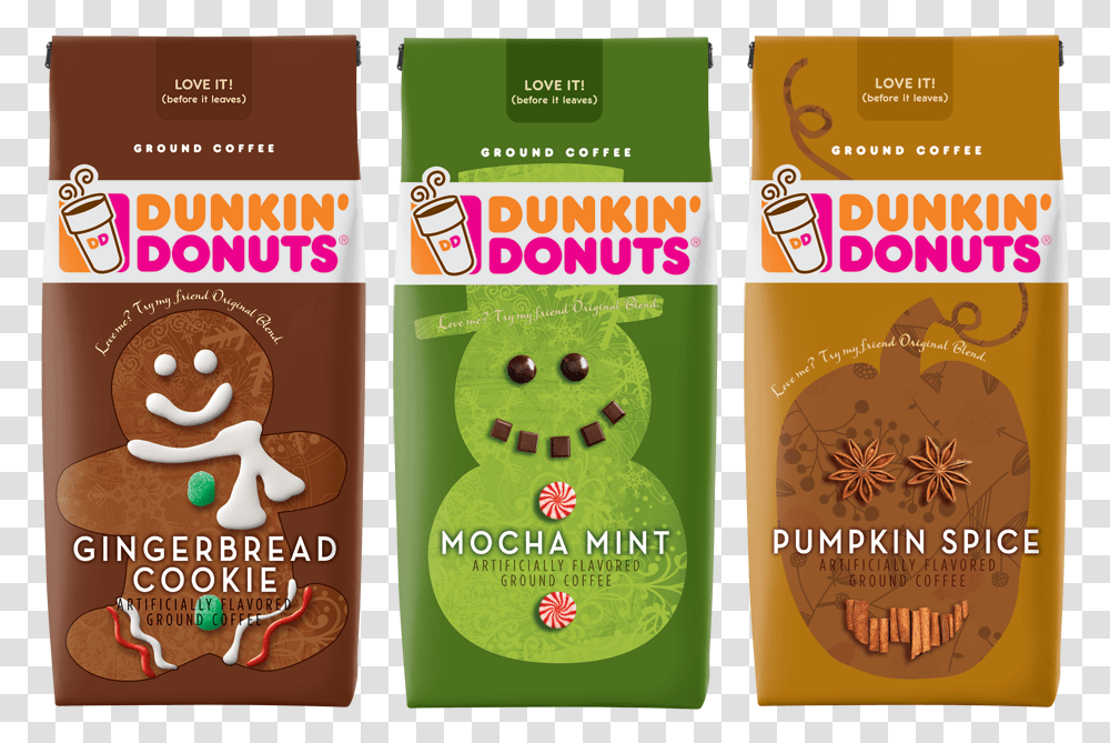 Dunkin Seasonals Coffee Dunkin Donuts Holiday Donuts, Plant, Food, Label Transparent Png