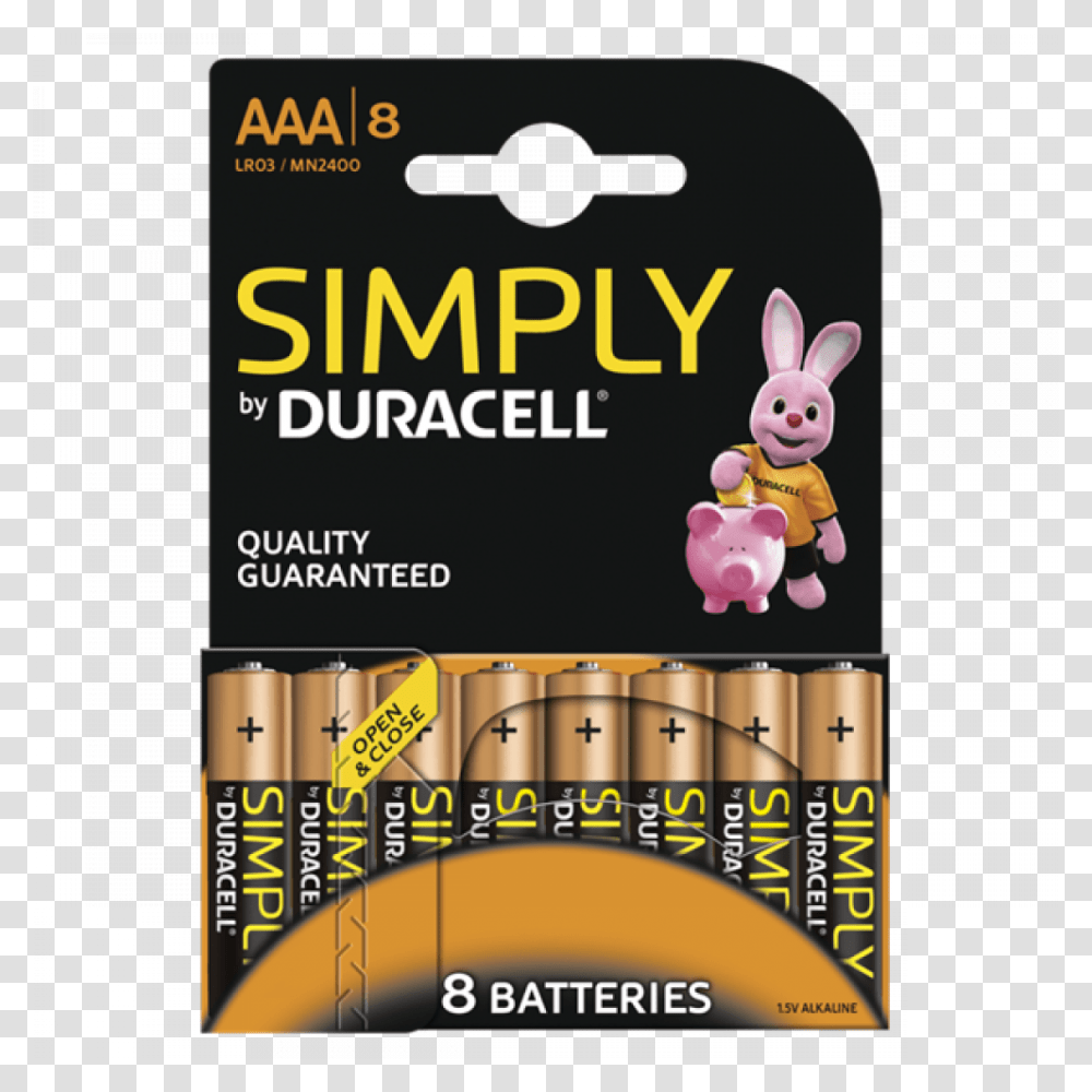 Duracell Simply Aaa Batteries Mn2400b8simply Carded Simply Duracell Aaa Batteries, Poster, Advertisement, Flyer, Paper Transparent Png