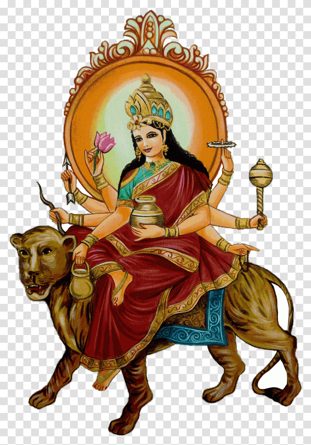 Durga Drawing Goddess Clip Freeuse Goddess Kushmanda, Furniture, Person, Throne Transparent Png