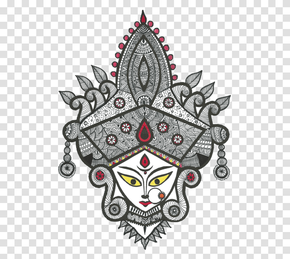 Durga Drawing Maa Durga Maa Art, Chandelier, Lamp, Ornament, Pattern Transparent Png