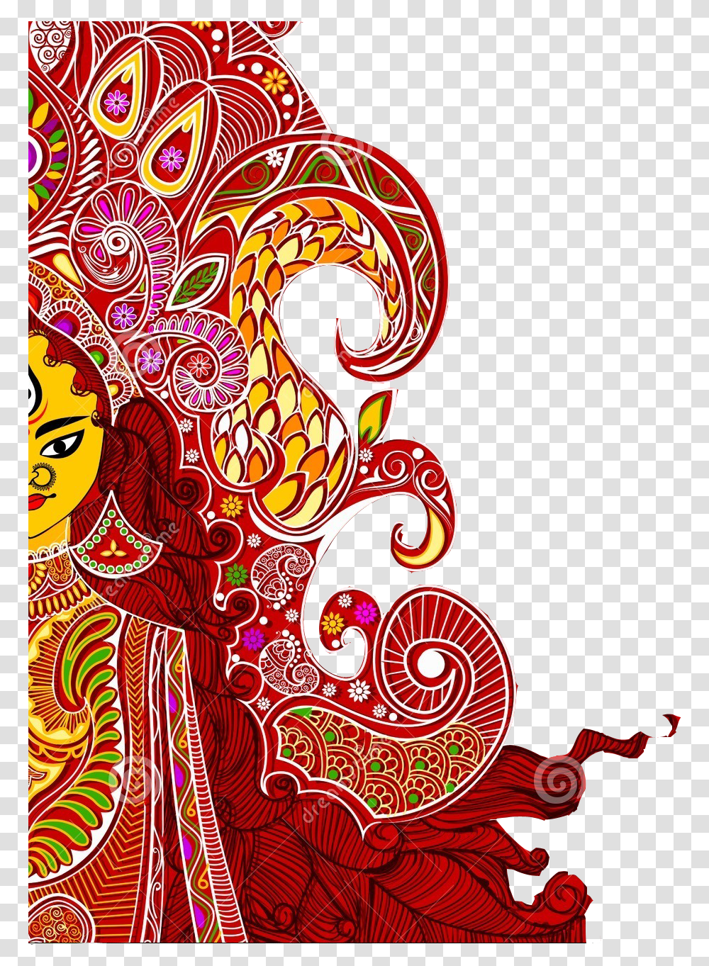 Durga Free Vector Download Happy Dussehra Full Hd, Pattern, Floral Design Transparent Png