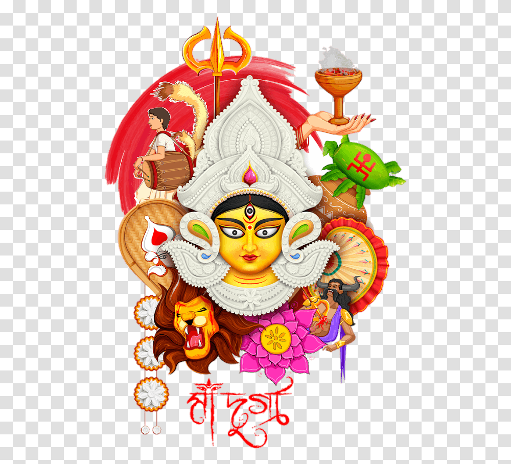 Durga Puja Clipart, Person, Crowd, Poster, Advertisement Transparent Png