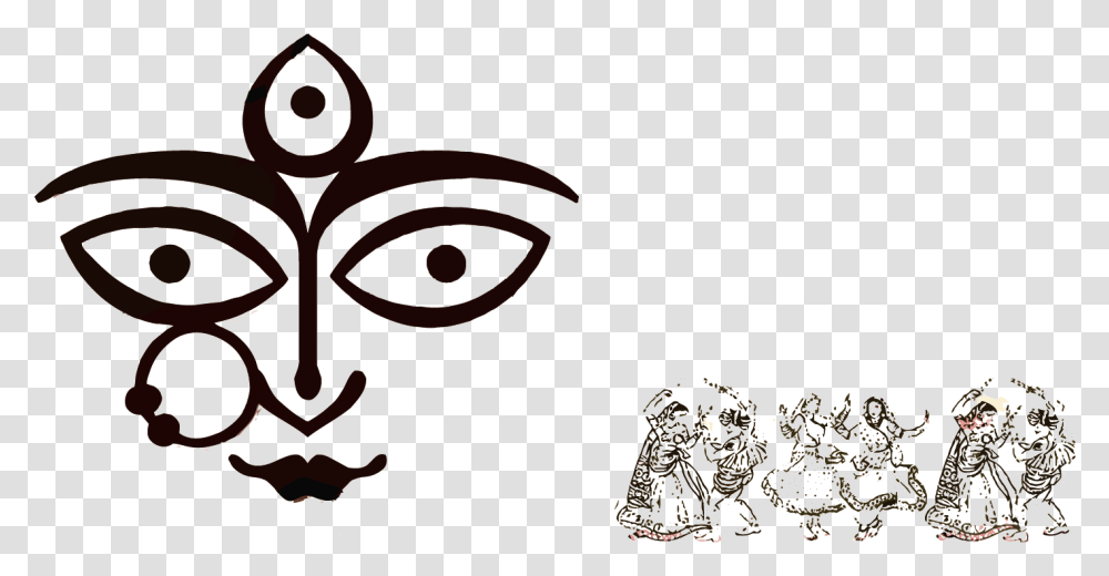 Durga Puja Dandiya Images Black And White, Aluminium, Person, Human, Mask Transparent Png