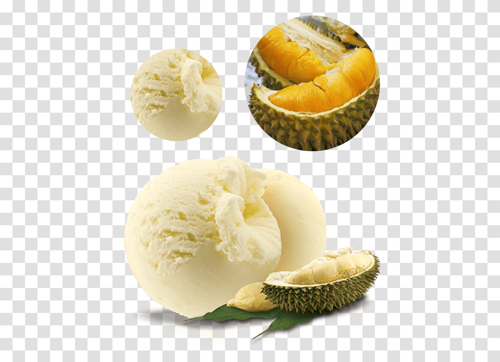 Durian Durian Ice Cream Scoop, Plant, Dessert, Food, Creme Transparent Png