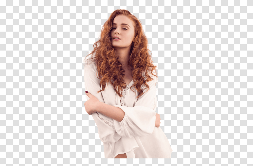Dusan Reljin Curly Sophie Turner Red Hair, Clothing, Female, Person, Face Transparent Png