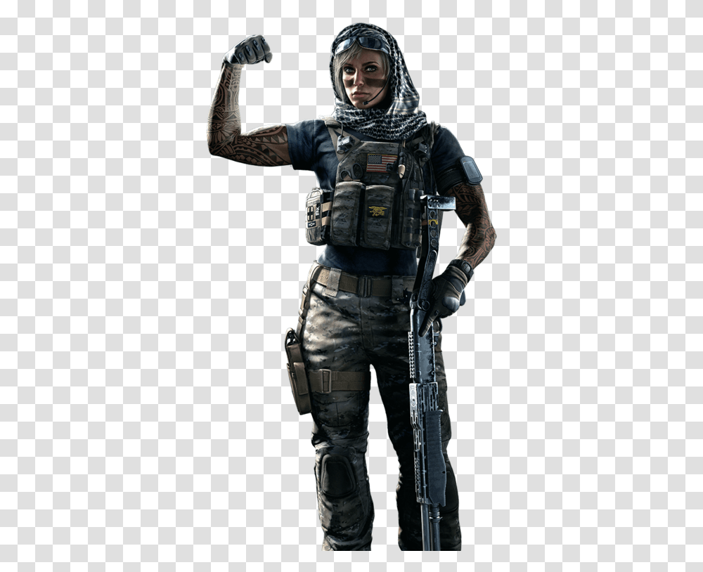 Dust Line Valk Valkyrie Tattoo Rainbow Six, Person, Hip, Weapon Transparent Png
