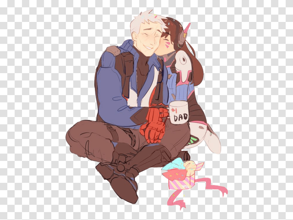 Dva 76 Soldier76 Overwatch Soldier 76 And D Va, Person, Kneeling, Drawing Transparent Png