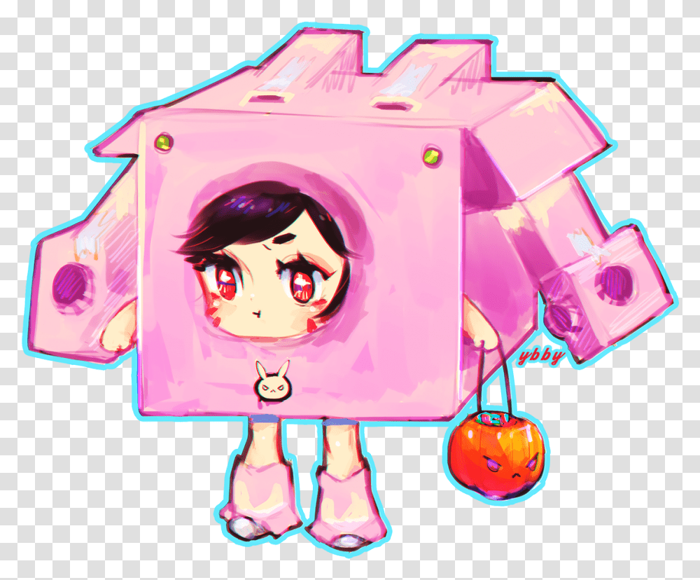 Dva And Cardboard Box Gundam Overwatch Drawn By Ybby Girly, Art, Graphics, Drawing, Doodle Transparent Png