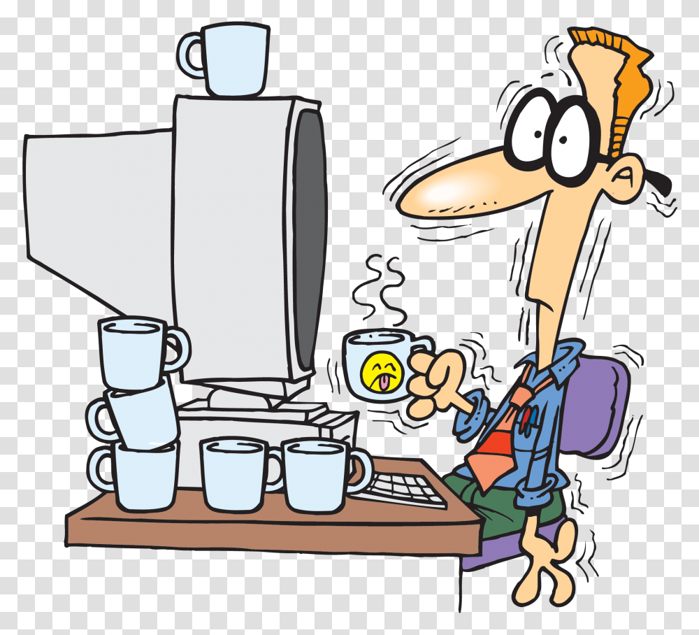 Dve Chashi Kafe Na Den E Prichina Inkontinenciya Na Urinata Cartoon Man Drinking Coffee, Coffee Cup, Book, Beverage, Comics Transparent Png