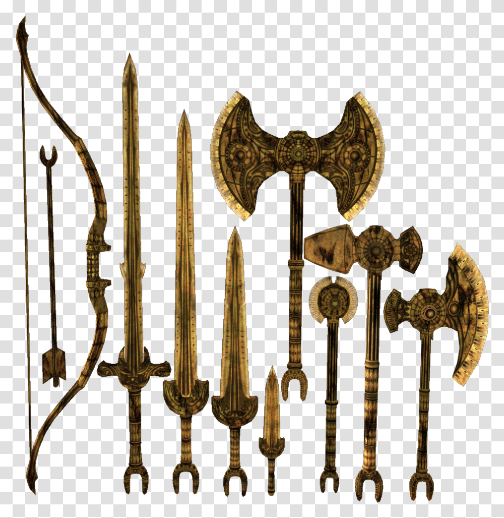 Dwarven Weapons Oblivion The Elder Scrolls Wiki Dwarven Battle Axe, Bronze, Chandelier, Lamp, Tool Transparent Png