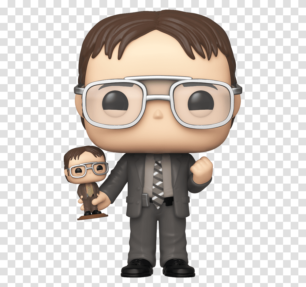 Dwight Schrute With Bobblehead Funko Pop, Glasses, Accessories, Person, Sunglasses Transparent Png