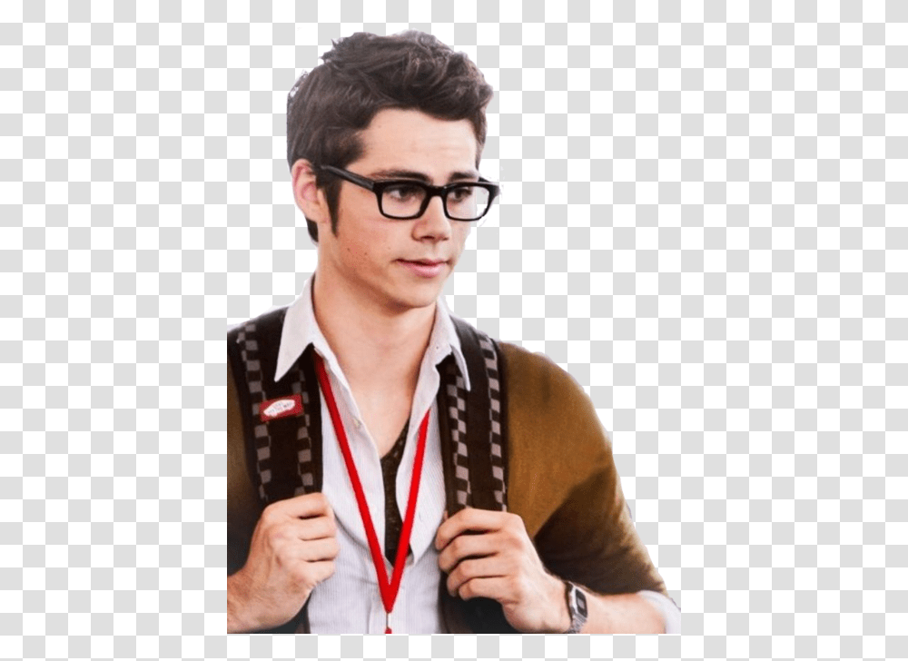 Dylan O Brien Actors With Black Hair And Glasses, Person, Suspenders, Face Transparent Png